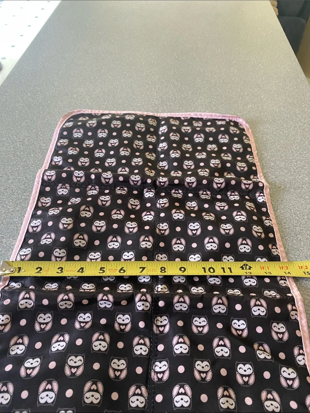 Dark Brown Owl Print Diaper Changing Mat with Pink Trim